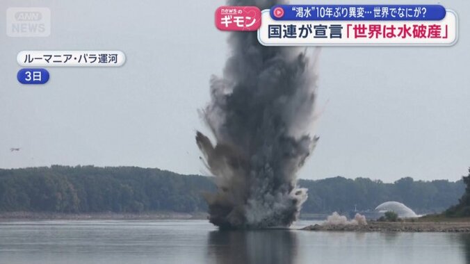 ドナウ川の岩盤を弾薬で爆破