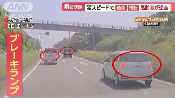 前を走っていた車のブレーキランプが次々と点灯