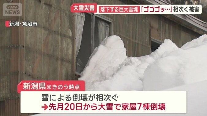 先月20日からの大雪で家屋7棟が倒壊