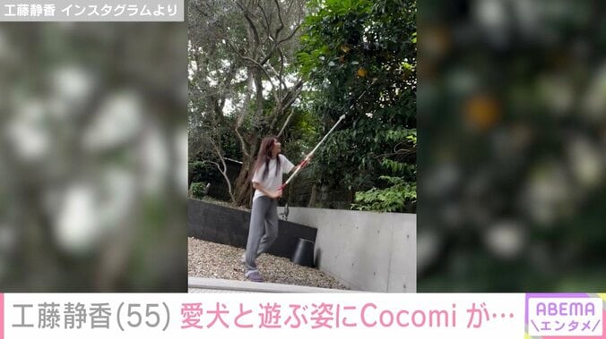 工藤静香（55）、“すんごい豪邸”と話題の自宅で愛犬と遊ぶ姿公開 ウラ話を長女・Cocomiが明かす 3枚目