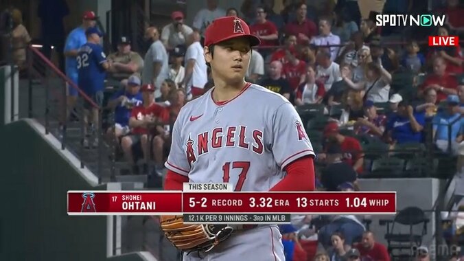 大谷翔平、1カ月ぶりの6勝目なるか 今季14試合目の先発で初回から100マイル連発、1安打無失点 好投手イオバルディと投げ合い 1枚目