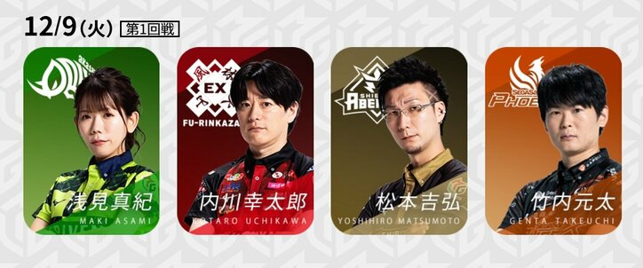 12月9日第1試合の出場選手