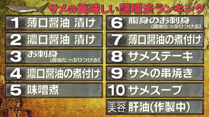 ナスD、サメ料理「フルコース10品」が完成! わさび醤油を使った“ステーキ”まで…「バリエーションを増やそう」