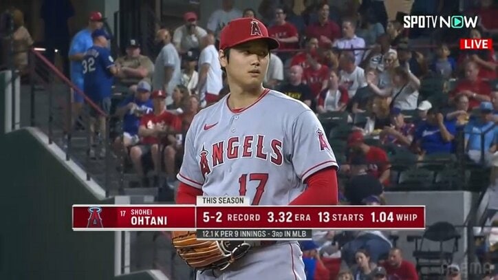 大谷翔平、1カ月ぶりの6勝目なるか 今季14試合目の先発で初回から100マイル連発、1安打無失点 好投手イオバルディと投げ合い