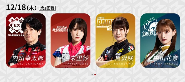 中田花奈 VS 伊達朱里紗 人気女性選手が対決 華やかな火花散る注目の一戦／麻雀・Mリーグ