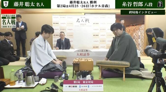 【写真・画像】藤井聡太名人が白星発進！挑戦者・糸谷哲郎八段との前例なき力戦を制し4連覇へ好スタート／将棋・名人戦第1局　2枚目