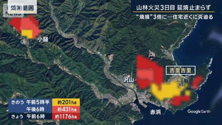 これまでの焼損範囲