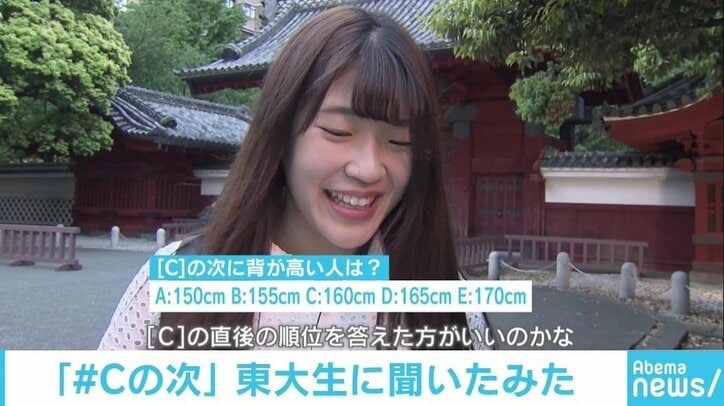 「Cの次に背が高い人は?」50万人超が回答したアンケートが話題 東大生に聞いてみた