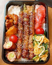 みきママ『アスパラ肉巻き弁当です!!』