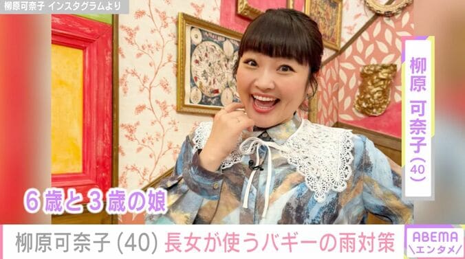 【写真・画像】柳原可奈子（40）、脳性まひ公表の長女が使うバギーの雨対策を紹介「いいアイデアですね！」などの反響　1枚目