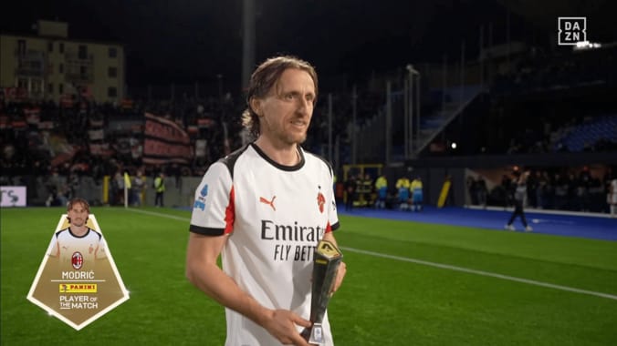 ピサ戦でプレーヤー・オブ・ザ・マッチに選出されたモドリッチ