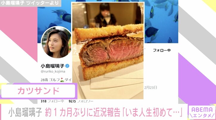 小島瑠璃子、約1ヶ月ぶりに近況報告「いま人生初めてファスティングしてます」