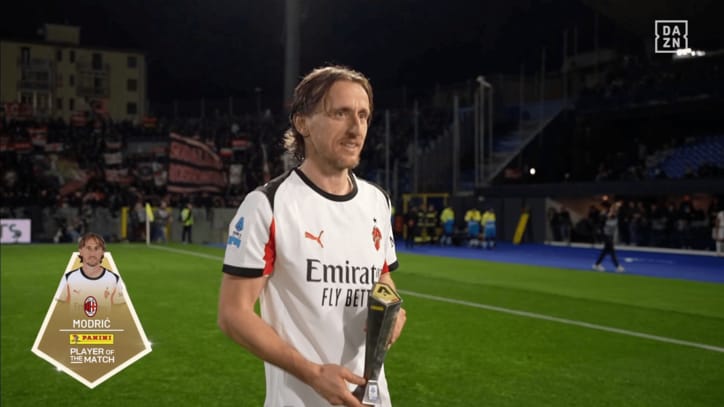 ピサ戦でプレーヤー・オブ・ザ・マッチに選出されたモドリッチ