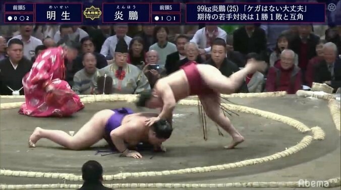 小さくたって逃げません！小兵・炎鵬、真っ向勝負で白星先行 解説者からも「素晴らしい」の声 1枚目