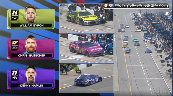 ステージ1のベスト3が同時にピットへ