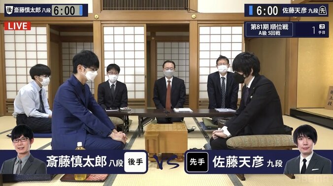 “名人3期”佐藤天彦九段VS“2期連続挑戦”斎藤慎太郎八段 5回戦を制するのは？／将棋・順位戦A級 1枚目