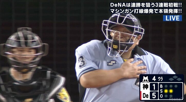 横浜DeNA柴田にファン「敷田さん壊しちゃいかんぞ！」　猛暑、ファウル直撃にも負けず敷田球審が渾身の「マジ卍」