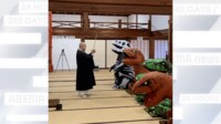 【映像】座禅を体験する「寺のサウルス」