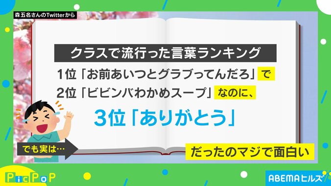 小学生の時の卒業アルバムを見返したら… 「クラスで流行った言葉ランキング」が面白すぎるとネット上で話題に 1枚目