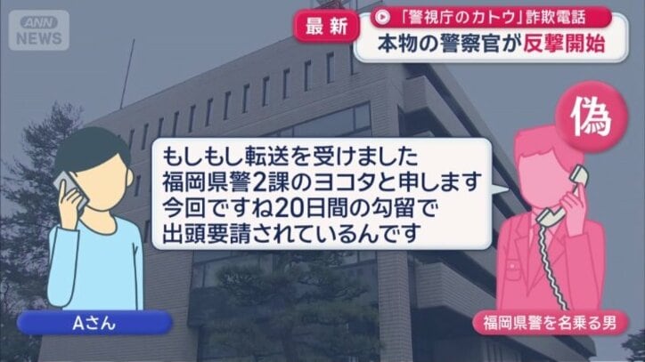偽の福岡県警の警察官に変わる
