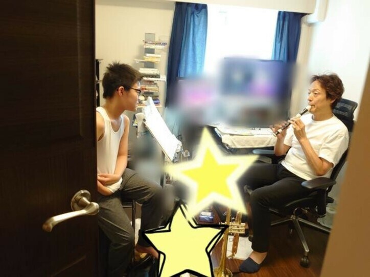  山田花子、長男が夫に楽器を教えてもらっている様子を公開「羨ましい」「さすがプロ！」の声 