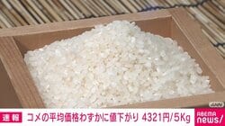 コメの平均販売価格わずかに値下がり 4321円／5kg