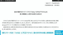 GMOリサーチ＆AI「infoQ」に不正アクセス 最大94万件の個人情報漏洩 ポイント約287万円分不正交換か