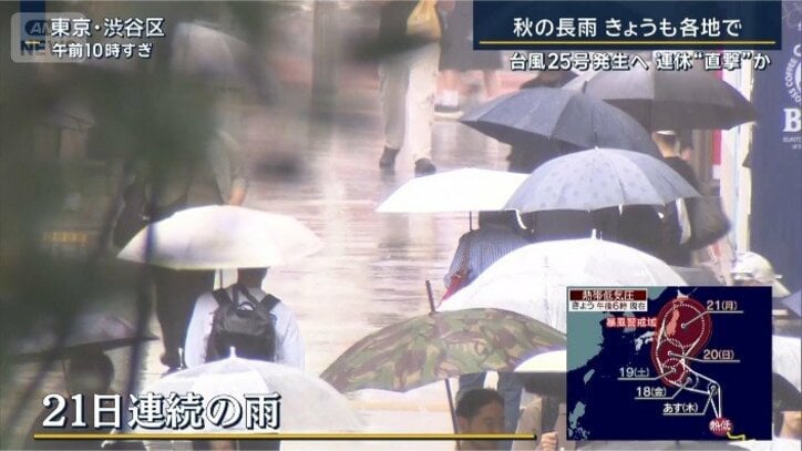 東京都心の雨