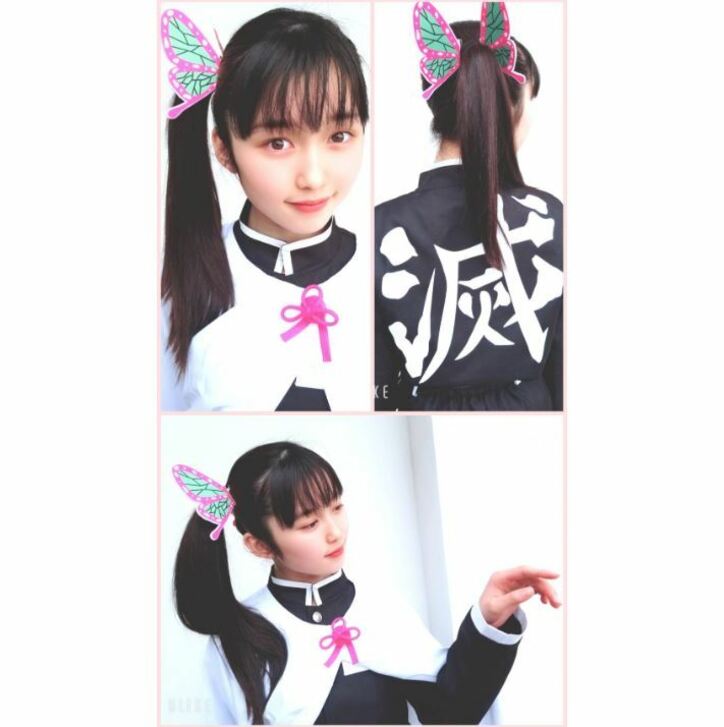 スタダ所属の14歳女優・松元寧音が「鬼滅の刃」栗花落カナヲのコスプレ披露 "コイン投げ"は失敗