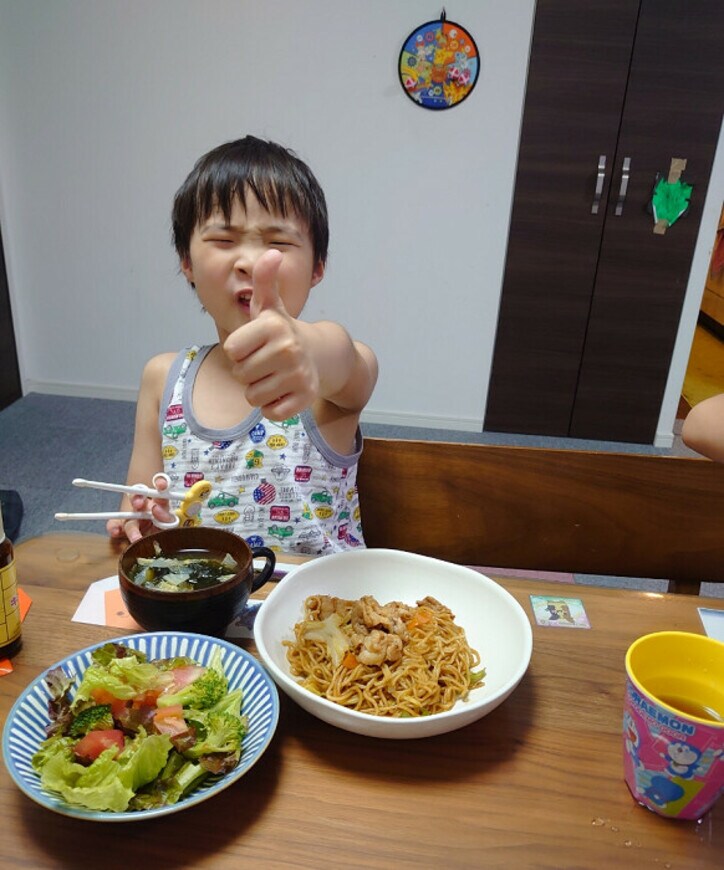  山田花子、次男のリクエストで作った夕食「完食してくれたよ！」 