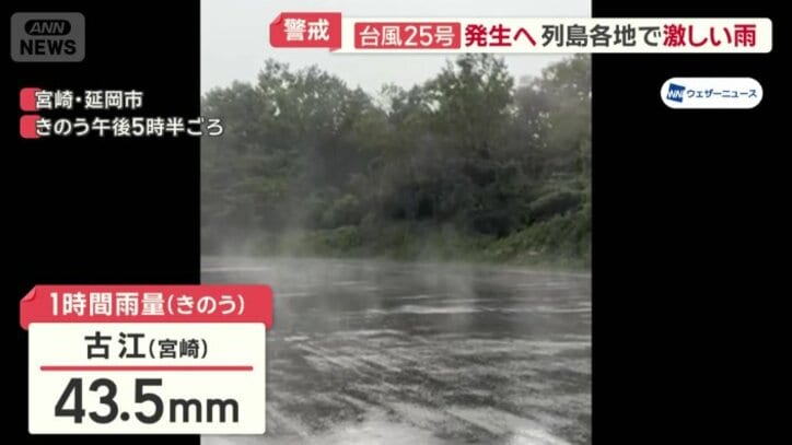 1時間に43.5ミリの雨が降った宮崎・延岡市