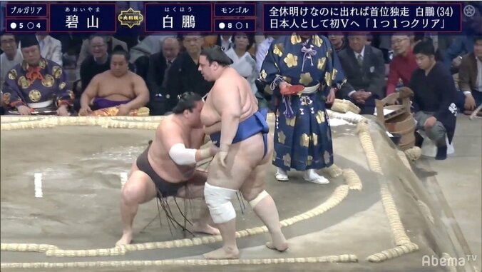 横綱在位13年目の白鵬、怪力・碧山を寄り切り1敗キープ 1枚目