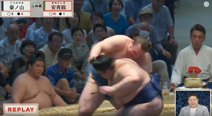 安青錦、1敗死守も「ちょっとこれ髷に…」実況アナ指摘 ファンも「いいのか?」カメラが捉えた“微妙な瞬間”に様々な声 5枚目