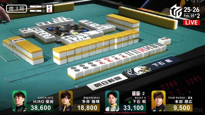 どんどん成長する下石の手牌