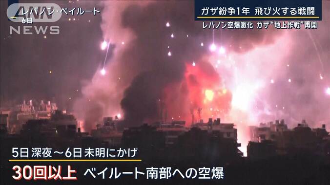 ガザ紛争1年　情勢は悪化の一途…レバノン空爆激化　ガザ“地上作戦”再開 1枚目