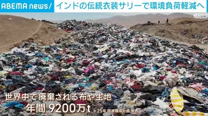 廃棄される布などの山