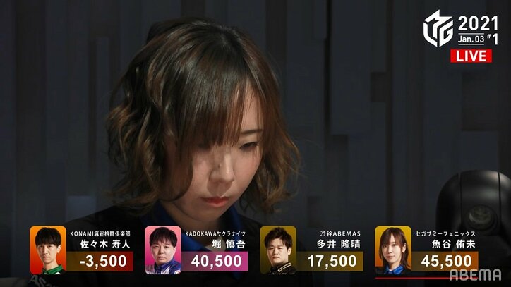 魚谷侑未、“歴代MVP対決”制し年明け初トップ 親跳満の逆転に解説 「素晴らしい！」／麻雀・Mリーグ