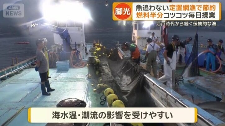 魚を追ってもとれない可能性がある漁と比べると、効率的