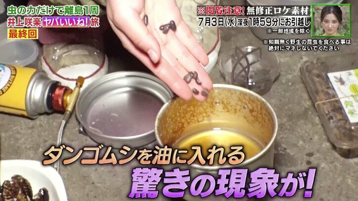 虫150匹を15分で完食、衝撃の“虫ディナー”を無修正で公開　井上咲楽「これはデザート」