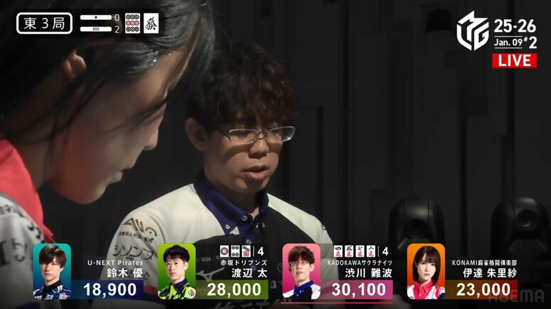 3面待ち VS 4面待ち どっちもアガれば1万2000点の超絶バトルの結末は！？視聴者騒然「互角だな」「おもろすぎる」「これは熱いめくりあい」／麻雀・Mリーグ
