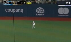 あそこからブッ刺しにくるのかよ！「世界最高レベル」「エグいな」 球場騒然の超絶“爆肩バックホーム”→ストライク送球が炸裂した瞬間　怪物・タティスJrの鬼守備が話題に