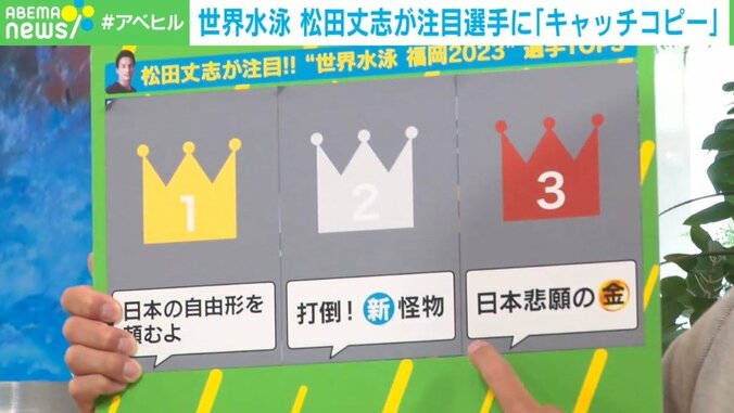 「日本の自由形を頼むよ」世界水泳 松田丈志が3人の注目選手につけた「キャッチコピー」 1枚目