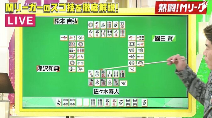 役はバレバレでも効力発揮！　待ち牌が見えない七対子を作り出すプロの技量／麻雀・Mリーグ 3枚目