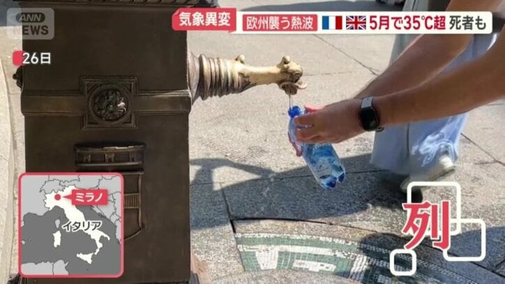 水飲み場に列