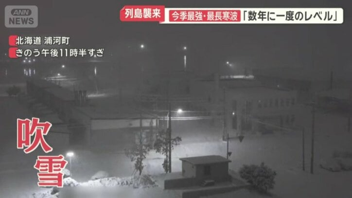 吹雪となっていた北海道
