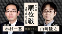 順位戦 B級1組第5回戦 木村一基九段 対 山崎隆之八段