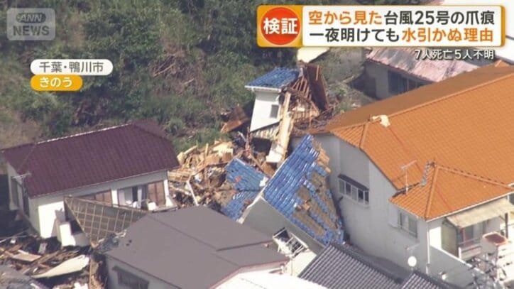 家が押しつぶされた状態に