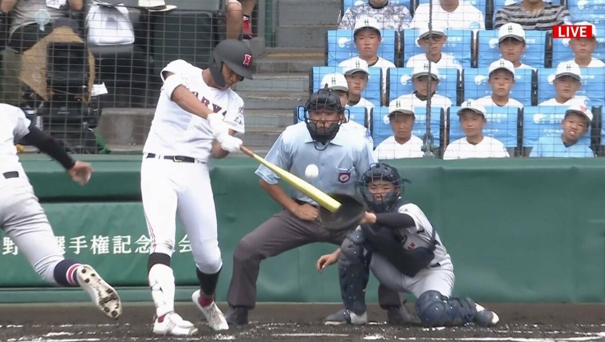 広陵のボンズ・真鍋慧、夏の甲子園初打席でいきなりヒット！「ナイス