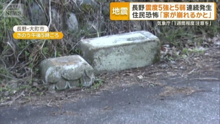 山道には崩れ落ちた墓石