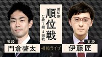 【中継】第81期 順位戦 C級1組 4回戦 門倉啓太五段 対 伊藤匠五段